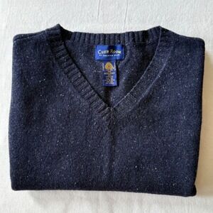 Club Room Sweater Vest XL Mens Blue‎ Tweed Wool V Neck Sleeveless Pullover